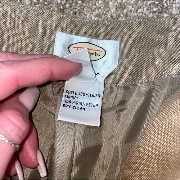 Talbots pants Irish Linen tan straight leg breathable SZ 12 POCKETS zip up - Picture 12 of 12